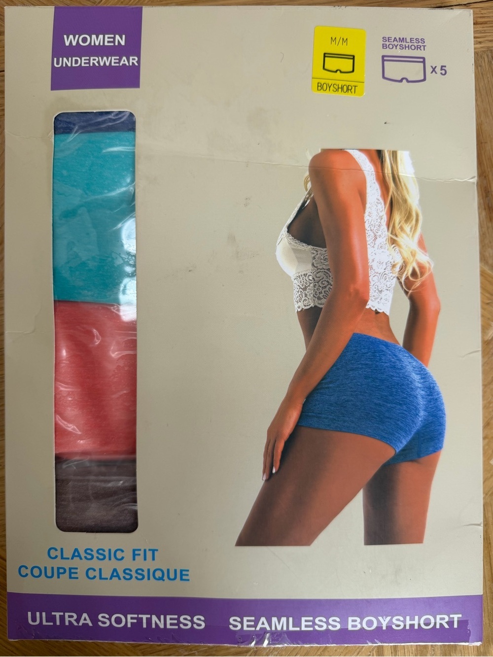 Source Unknown Seamless Boyshorts - Blue, Teal, Coral, Brown (5-Pack)